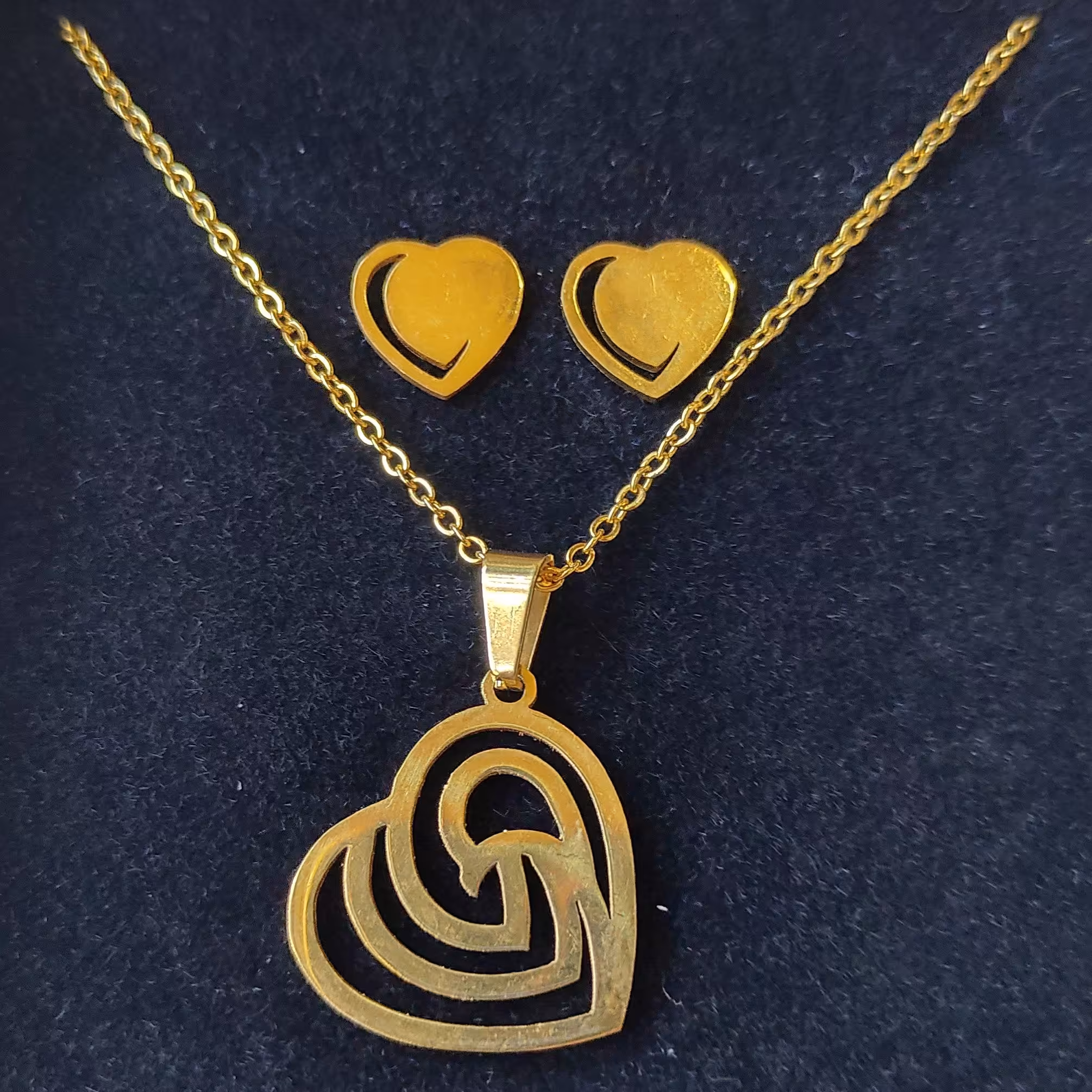 نیم ست استیل رنگ ثابت طلایی - قلب 12