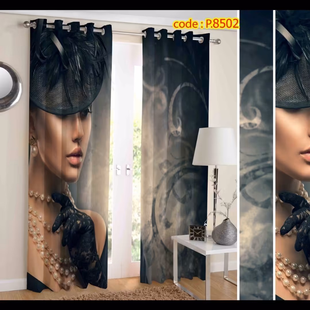 پرده اتاق خواب دخترانه دو قواره طرح رخ کد P8502