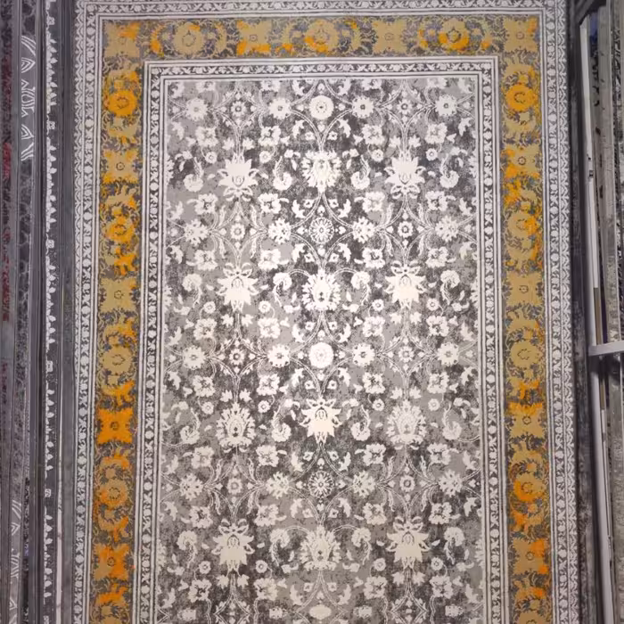 فرش های طوسی زرد 500 شانه تراکم 1800 نخ اکرولیک برجسته سایز 1 در 1.5