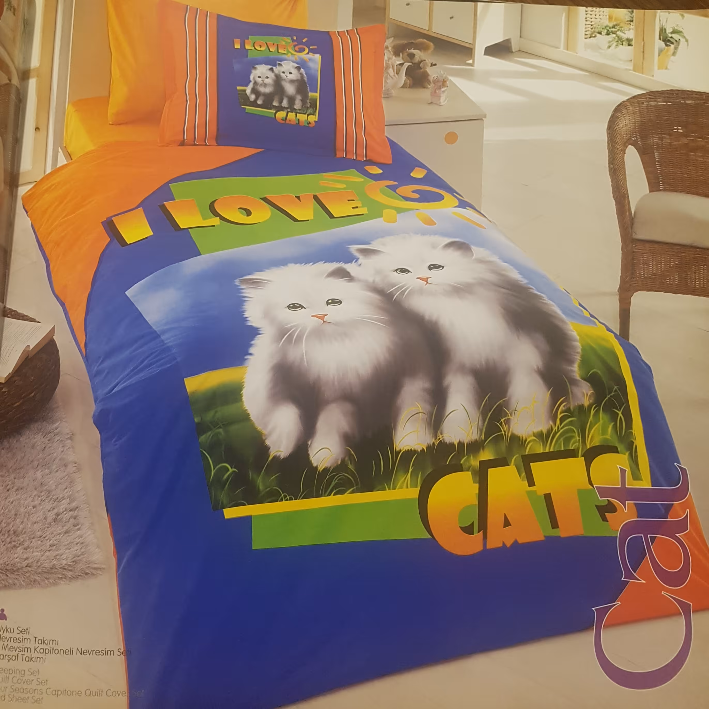 لحاف یک نفره صد در صد ترک طرح گربه