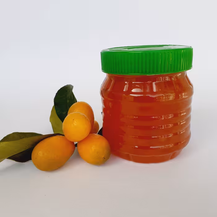 مربای کامکوات با پوست شمال حلقه شده امساله 350گرمی گل مریم