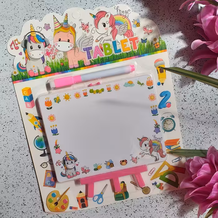 وایت برد فانتزی( طرح یونیکورن )همراه با ماژیک و پاکن 