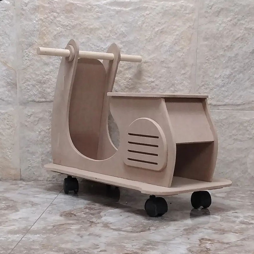 موتور چرخدار چوبی خام چرخ دار و متحرک ابعاد بزرگ رنگاچوب