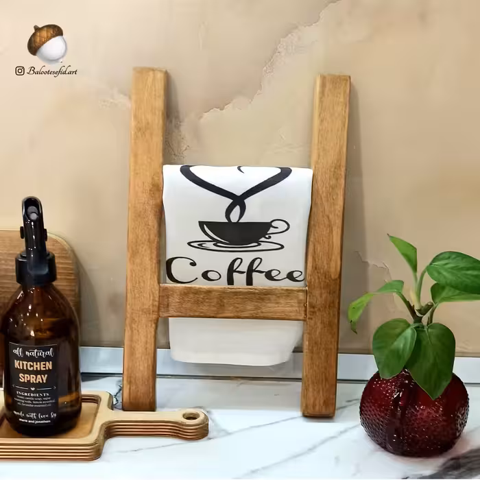 نردبان دکوراتیو چوبی آشپزخانه مدل دو پله(رنگ دلخواه)