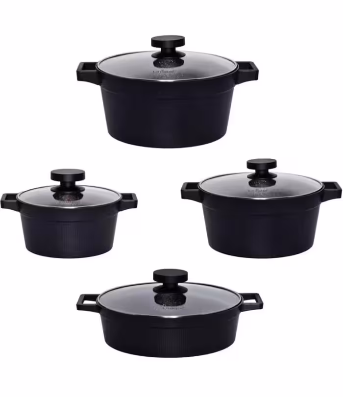 سرویس قابلمه 8 پارچه یونیک مشکی مدل دیاموند کد un-8500