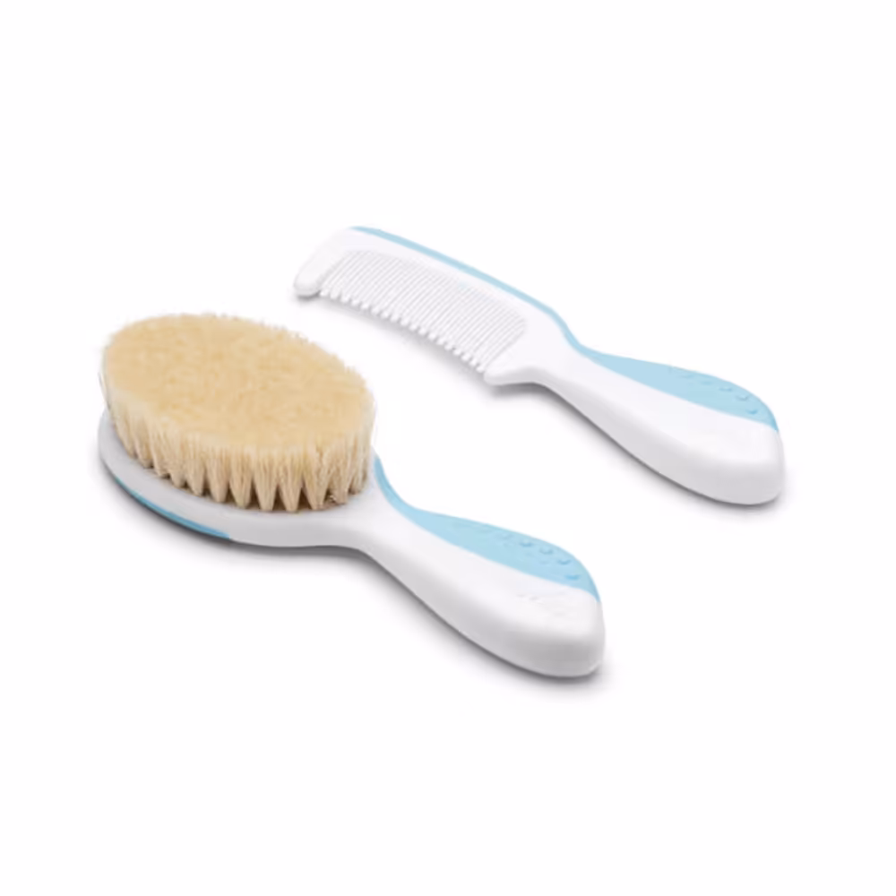 ست شانه و برس با الیاف طبیعی نوویتا Nuvita آبی پاستل