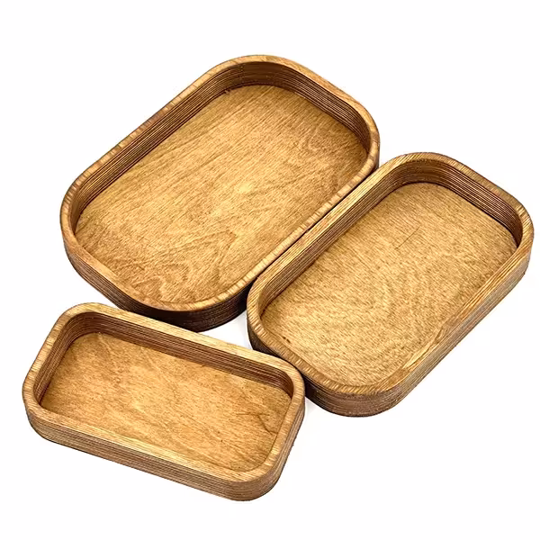 سینی مستطیل سه تیکه چوبی