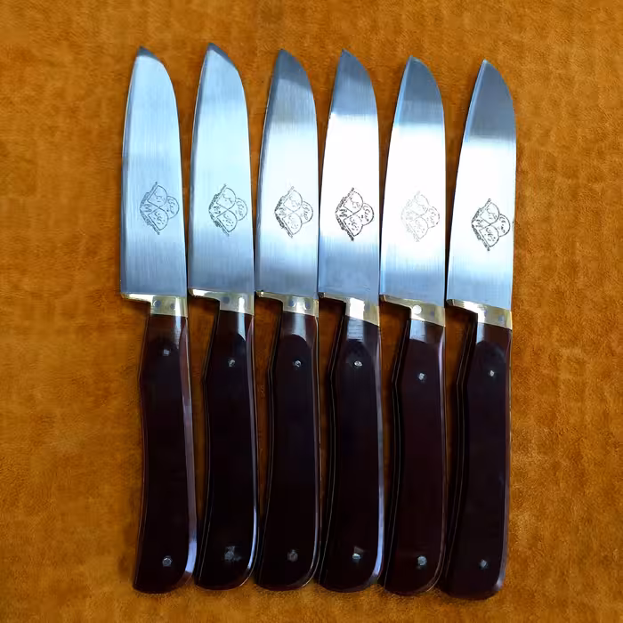 چاقو دم دستی حیدری زنجان ست  شش عددی عمده فروشی استیل  ضدزنگ  دسته جیگری 6تایی