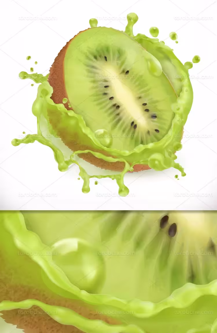 وکتور اسپلش آبمیوه کیوی | گرافیک با طعم تربچه