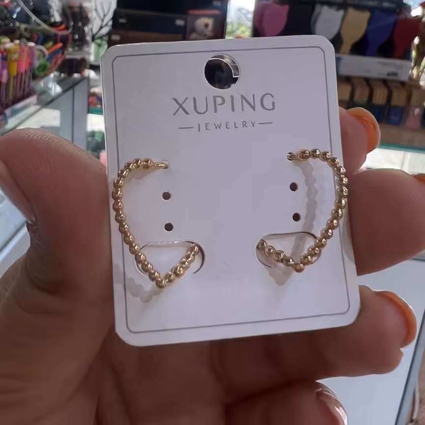 گوشواره ژوپینگ - رنگ طلایی - طرح قلب - رنگ ثابت - ضد حساسیت - ابکاری طلا-ارسال رایگان