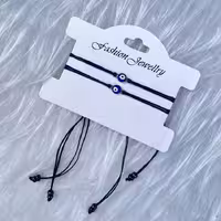 ست دستبند چشم نظر دخترانه و پسرانه با بند چرمی  کادو تولد کادو ولنتاین ست زوج 