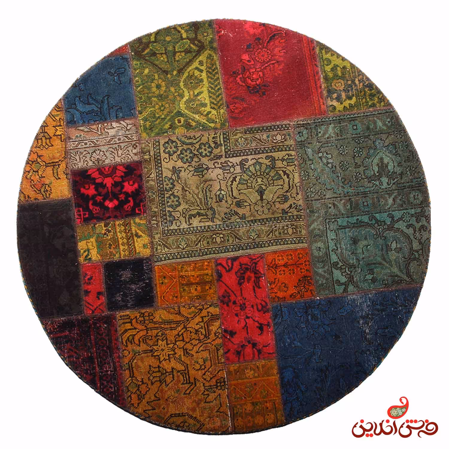 فرش گرد دستباف کلاژ کد 5080