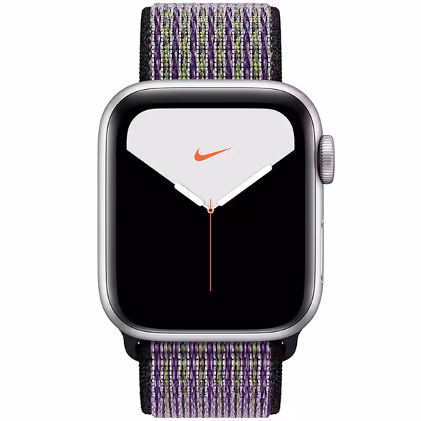 سری 5 نایکی زنانه Silver Aluminum Case with Desert Sand/Volt Nike Sport Loop - Hiapple.ir