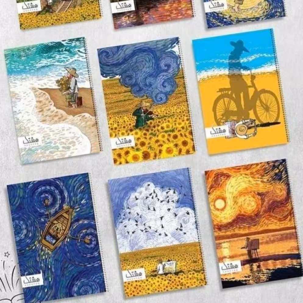 دفتر سیمی فانتزی 80 برگ مدل ونگوگ با طراحی جذاب و زیبا