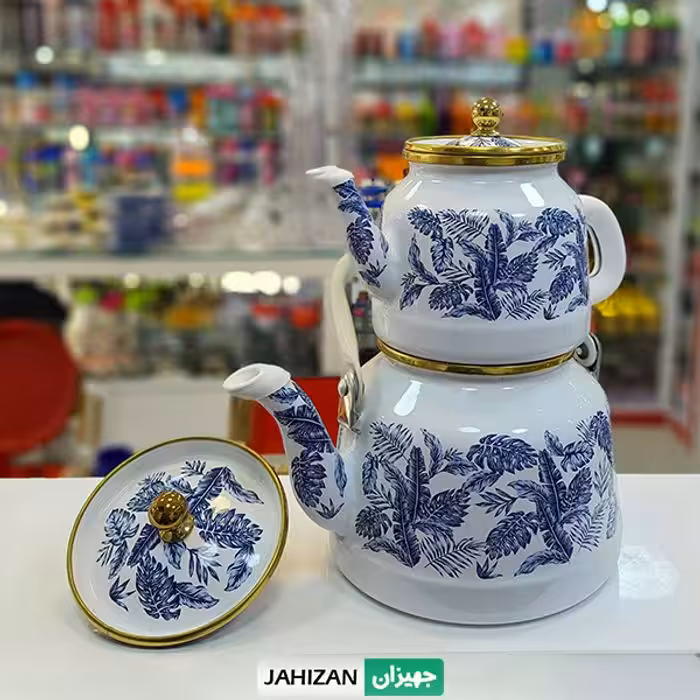 کتری و قوری لعابی لایت مدل Leaf