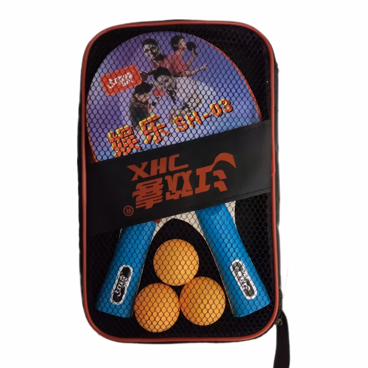 راکت پینگ پنگ DHS بسته دو عددی به همراه سه عدد توپ کاوردار کد 383