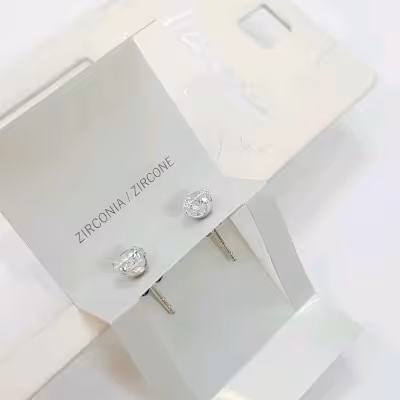 گوشواره گلگوش نگین سنگ زیرکنیا ، جنس نقره استرلینگ عیار 925