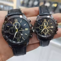 ساعت رومانسون ست زنانه و مردانه تقویم دار رنگ ثابت بندچرم سگکی ضدآب درحددست شستن طرح 3موتور ارسال رایگان با جعبه رایگان 