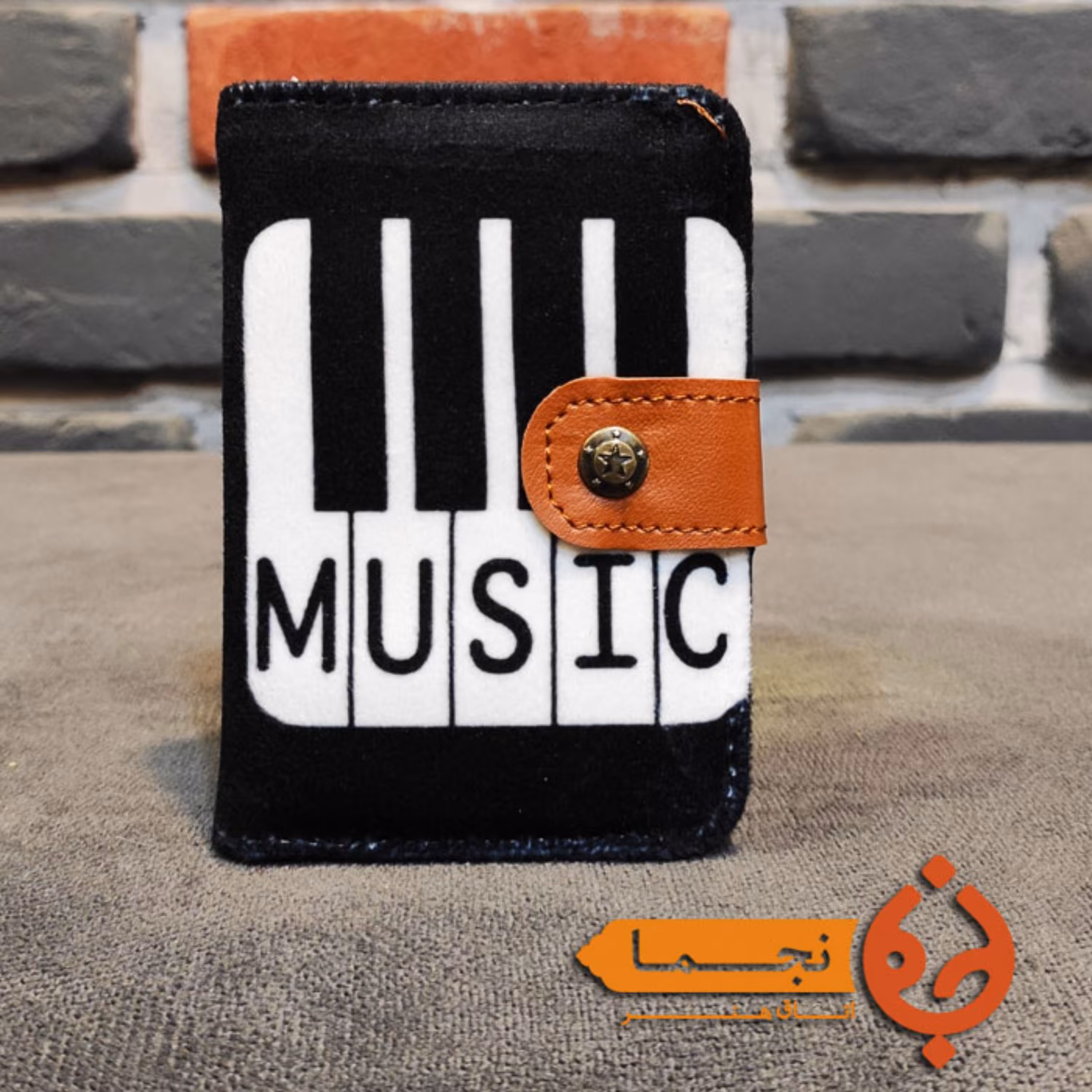 کیف جا کارتی مخمل کوبیده و چرم مصنوعی طرح پیانو 02