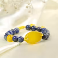 دستبند لاجورد و میانکار عقیق زرد شرف الشس