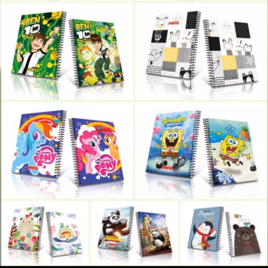 شش عدد دفتر 80 برگ خط دار سیمی (فنری) - تک سیم