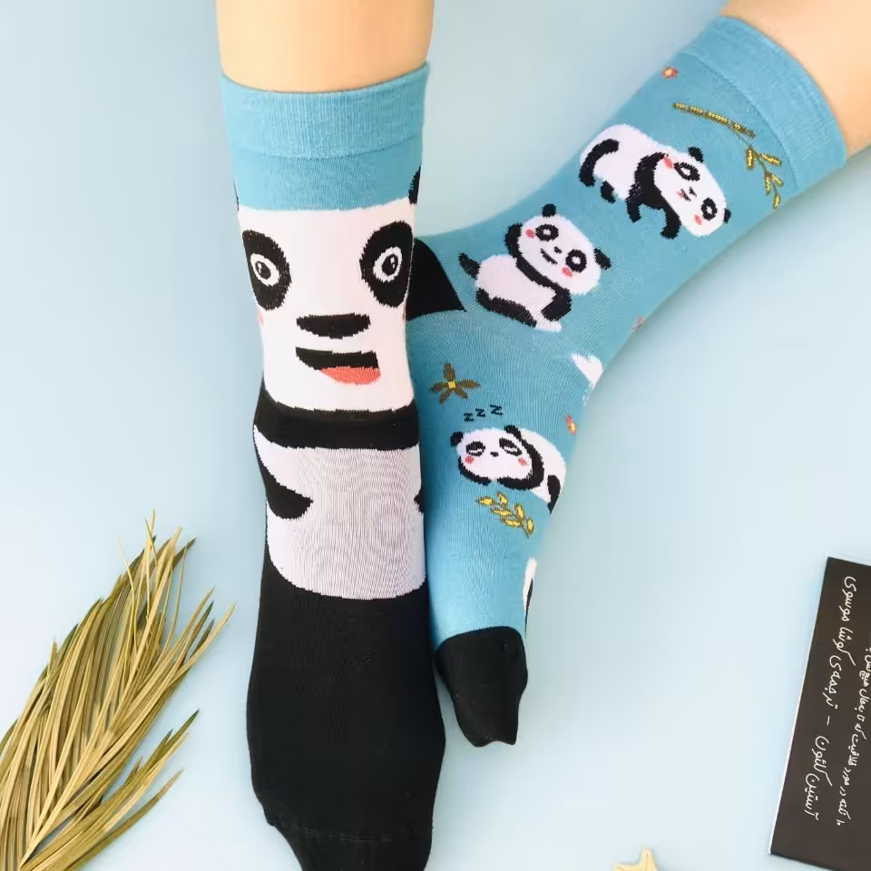 جوراب نیم ساق مدل پاندا لنگه به لنگه 
