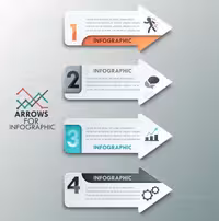 وکتور اینفوگرافیک 4 مرحله ای طرح فلش | گرافیک با طعم تربچه