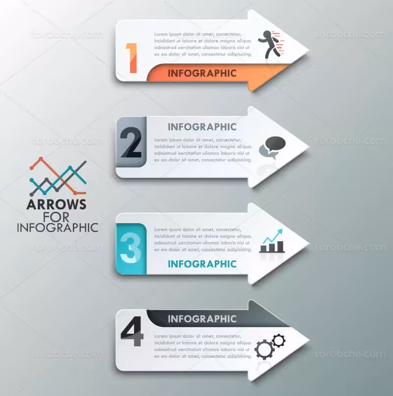 وکتور اینفوگرافیک 4 مرحله ای طرح فلش | گرافیک با طعم تربچه