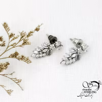 گوشواره آویز خوشه جواهری عیار925 کد 15052