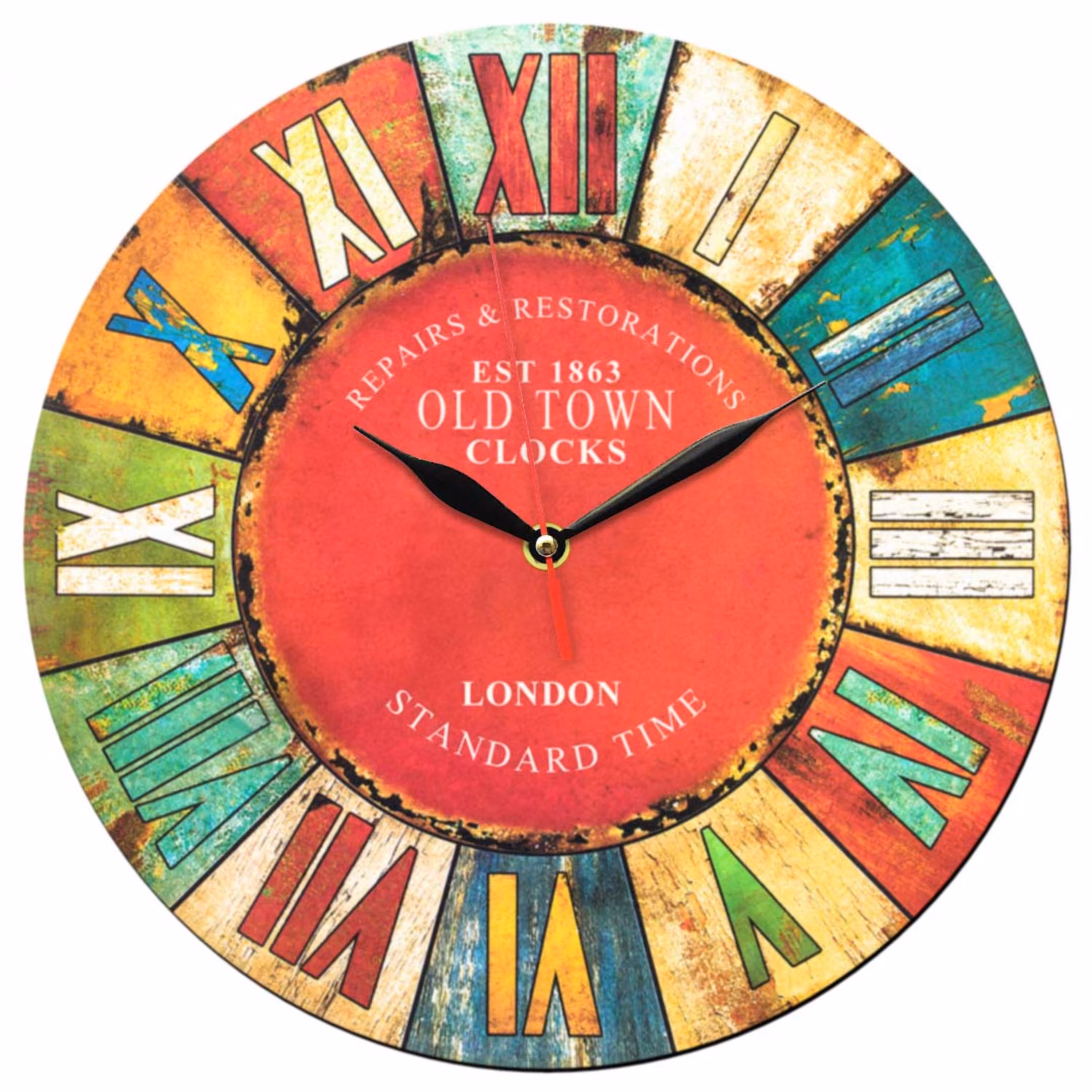 ساعت دیواری گرد مدل 1120 طرح رنگارنگ سایز 30