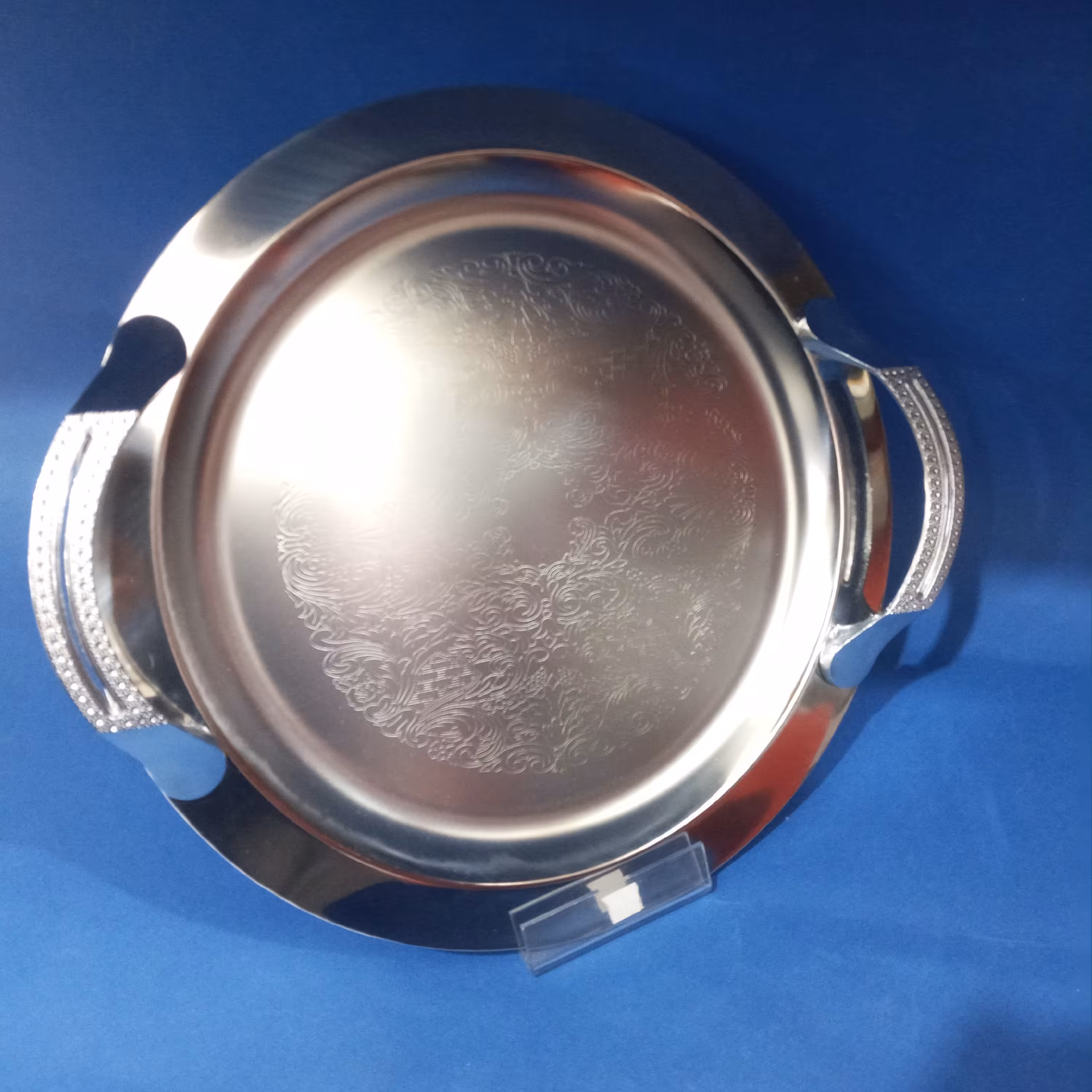 سینی گرد استیل طرح دار قطر کلی 30 سانت 