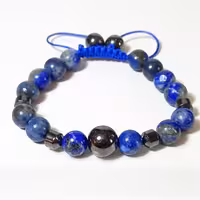 دستبند مردانه و زنانه سنگ لاجورد افغان و حدید دودی