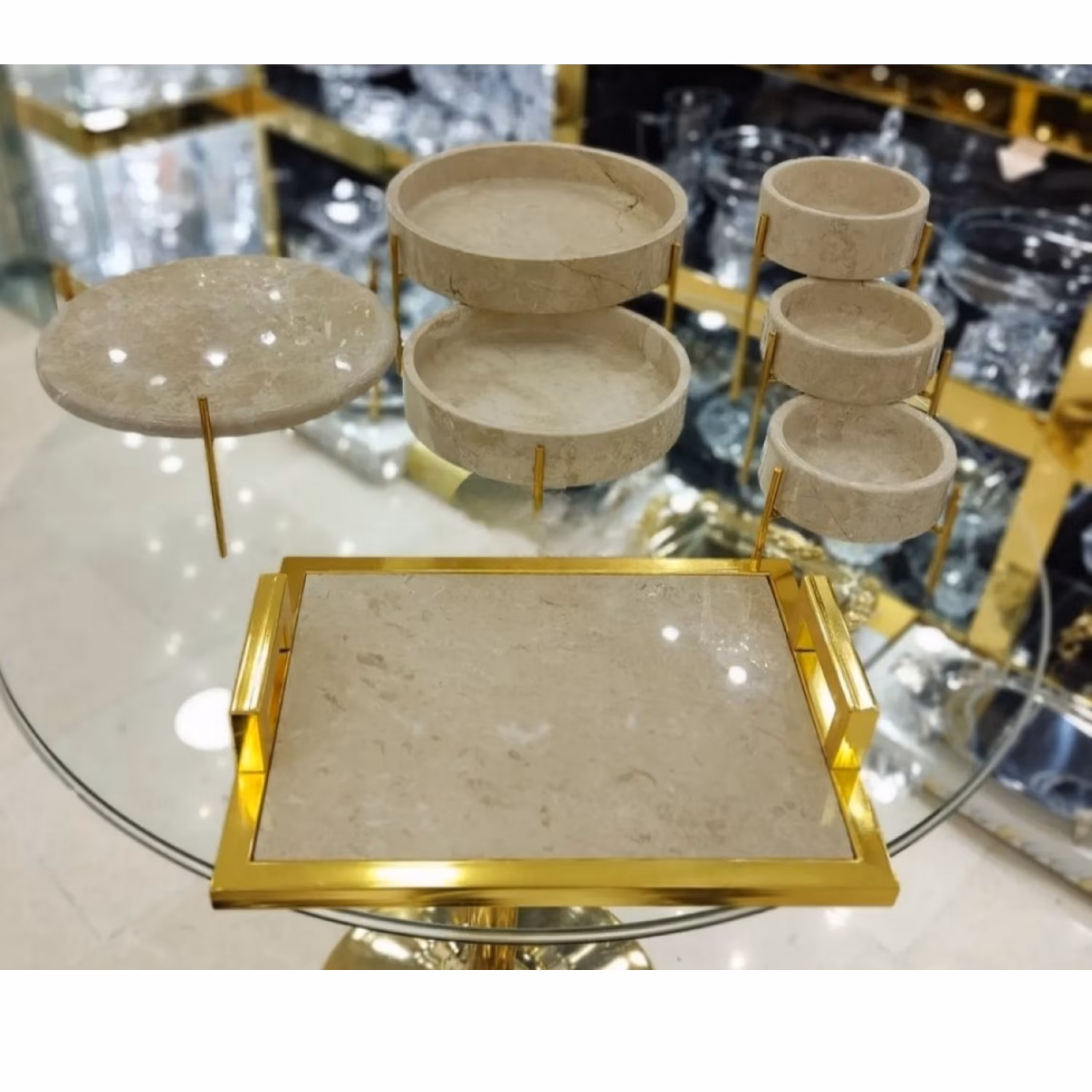 ست پذیرایی سنگی  بهمراه سینی