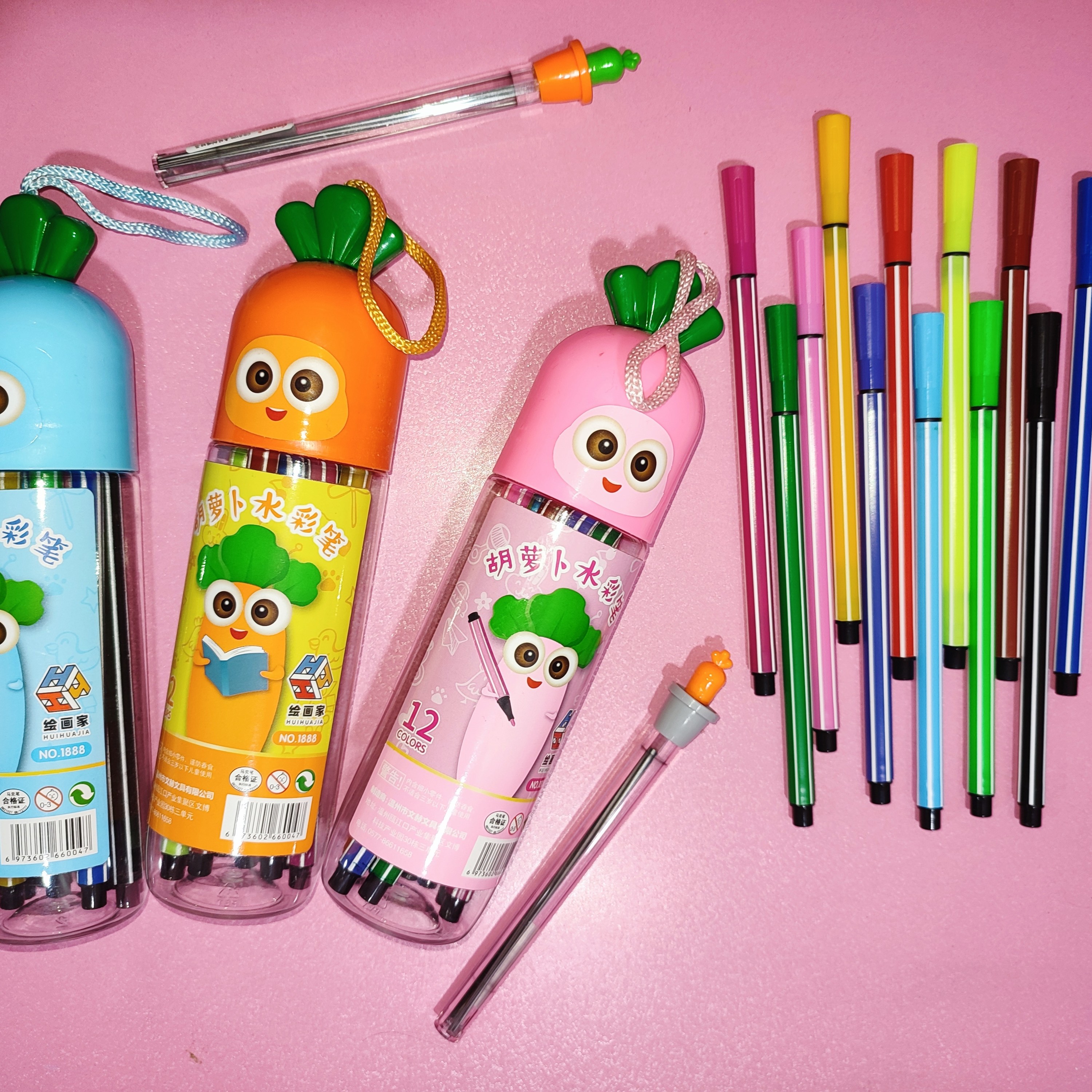 ماژیک 12 رنگ استوانه ای طرح هویج