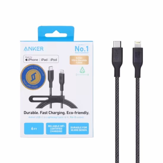 کابل تبدیل USB-C به لایتنینگ انکر مدل A80B6 طول 1.8 متر