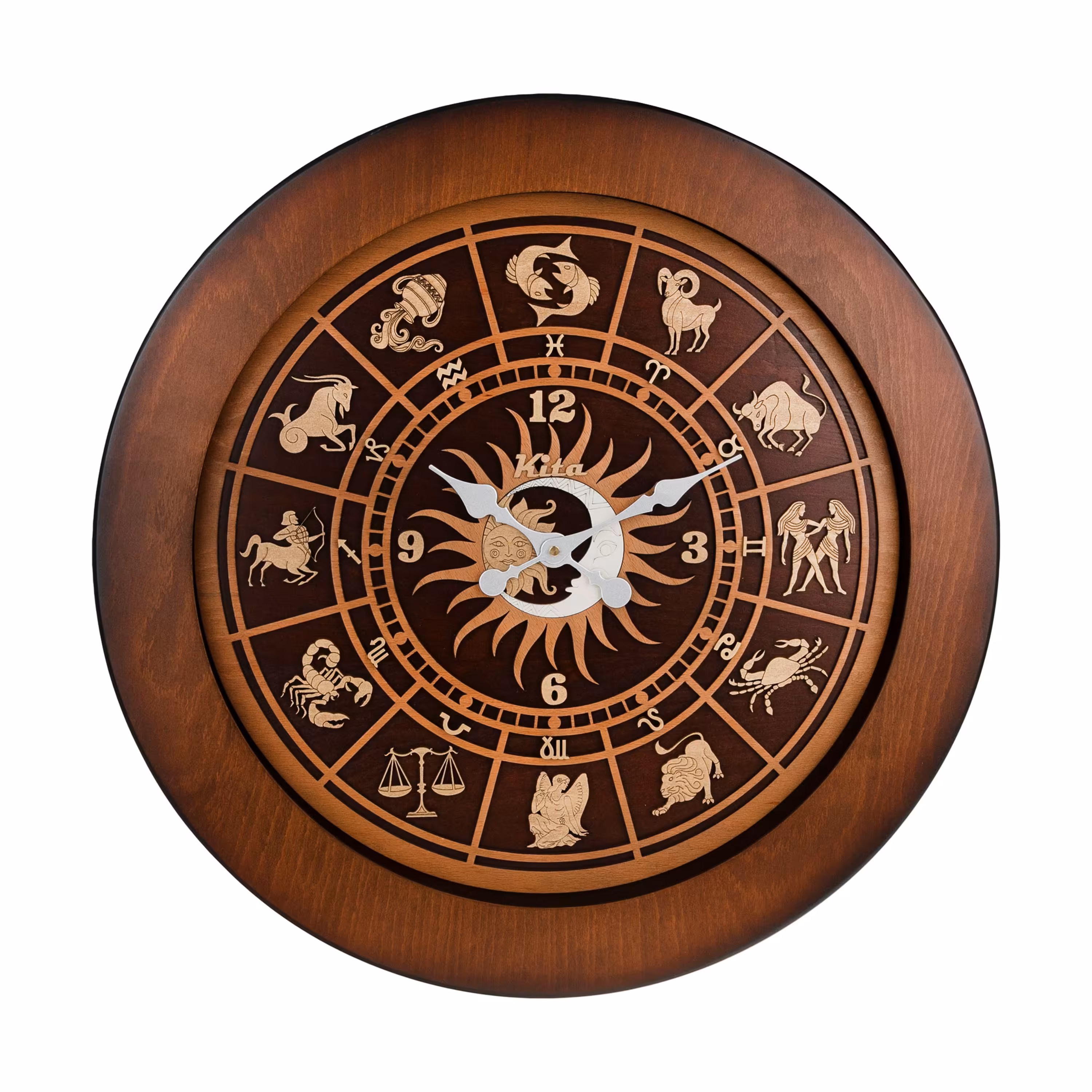 ساعت دیواری چوبی مدل کیتا رویال کد CKS 617-C60 - (قطر 60 cm)