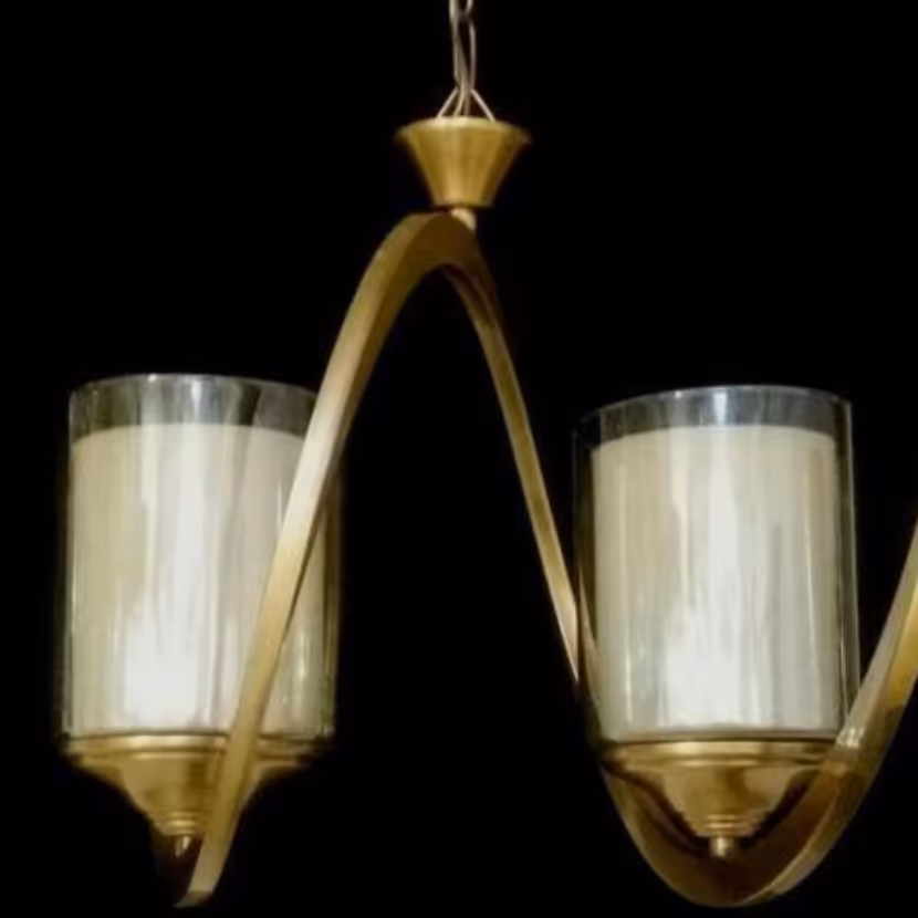 لوستر فنری 2 شعله دو گلس