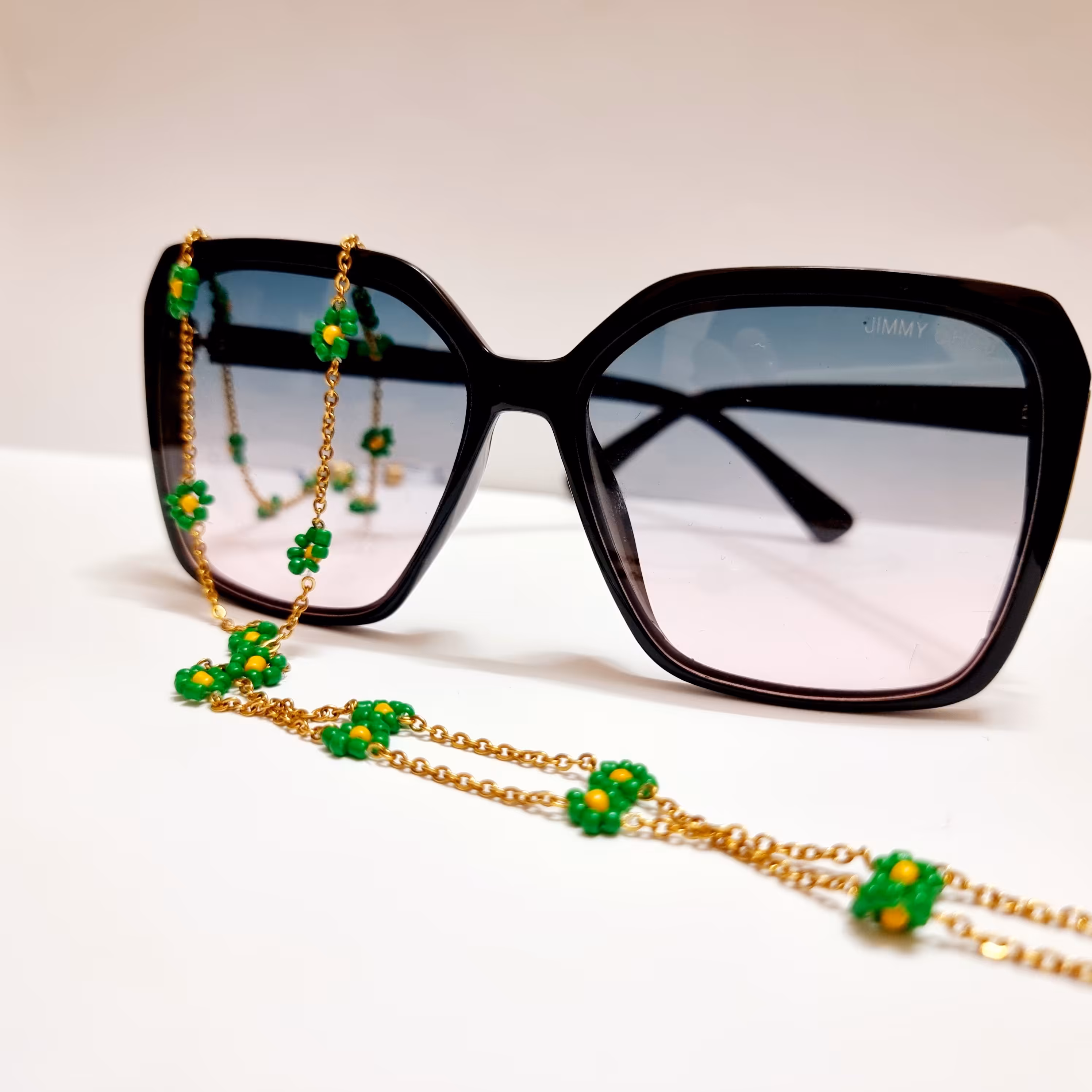 بندعینک منجوقی طرح زنجیری سبز