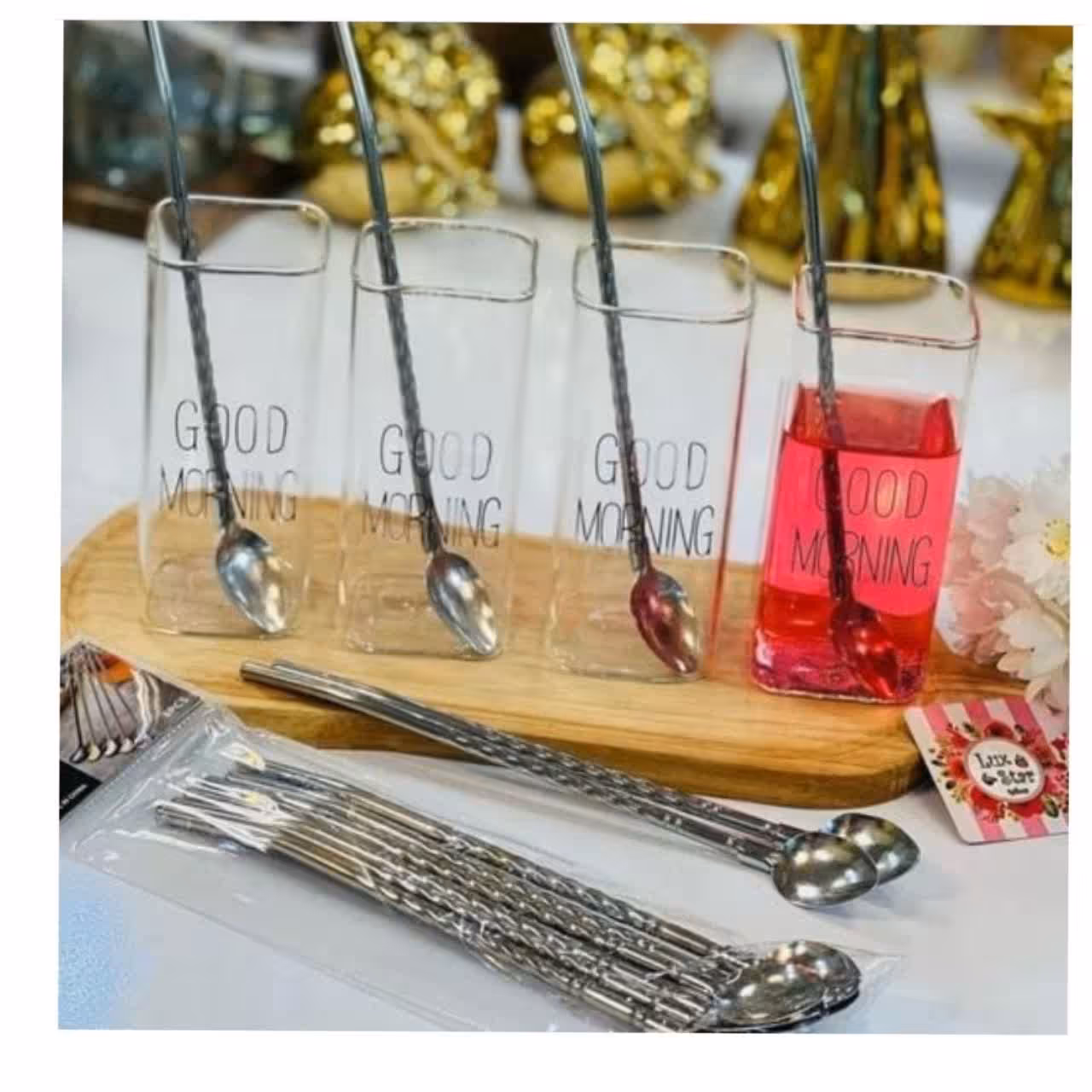 قاشق شربت نی دار مارک یونیک لایف بسته 6 عددی همراه با فرچه جنس استیل 