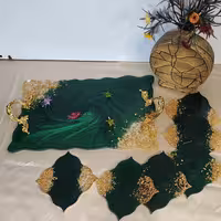 ست سینی و زیرلیوانی رزین، مناسب برای پذیرایی، جهیزیه و کادویی