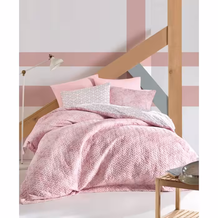 ست روتختی پنبه دوزی کاتن باکس مدل Minimal Best Pembe دو نفره 4 تکه