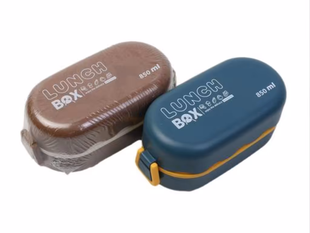 ظرف غذا دو طبقه حجم 850 میلی لیتر به همراه قاشق