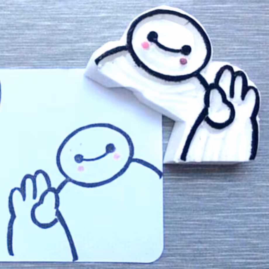 مهر دستساز طرح ربات کیوت مناسب زیبا کردن گوشه کاغذ و تگ