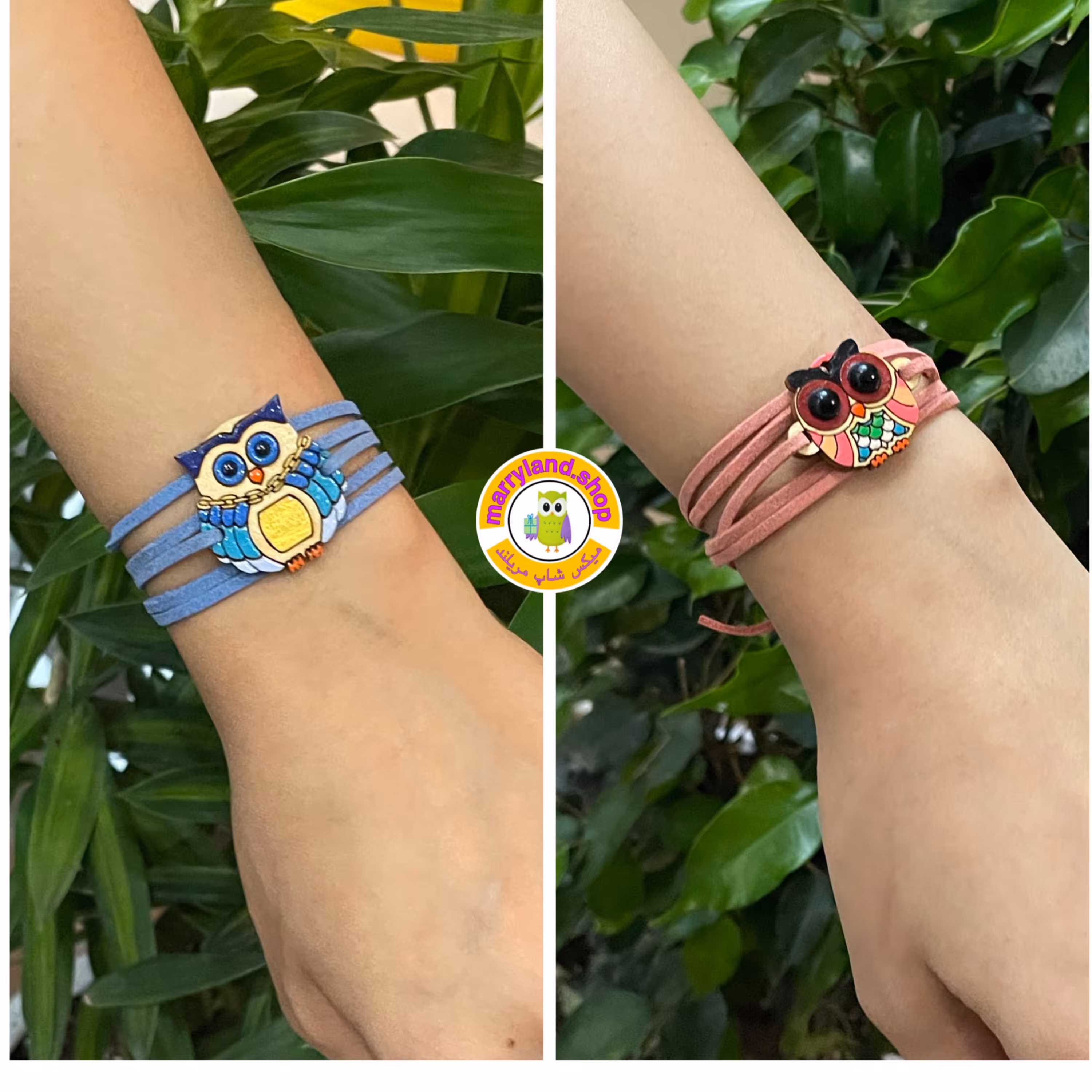 دستبند چوبی طرح جغد رنگ ثابت با بیش از 15طرح زیبا و متنوع