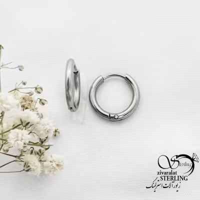 گوشواره استیل حلقه ای سفید کد 16119