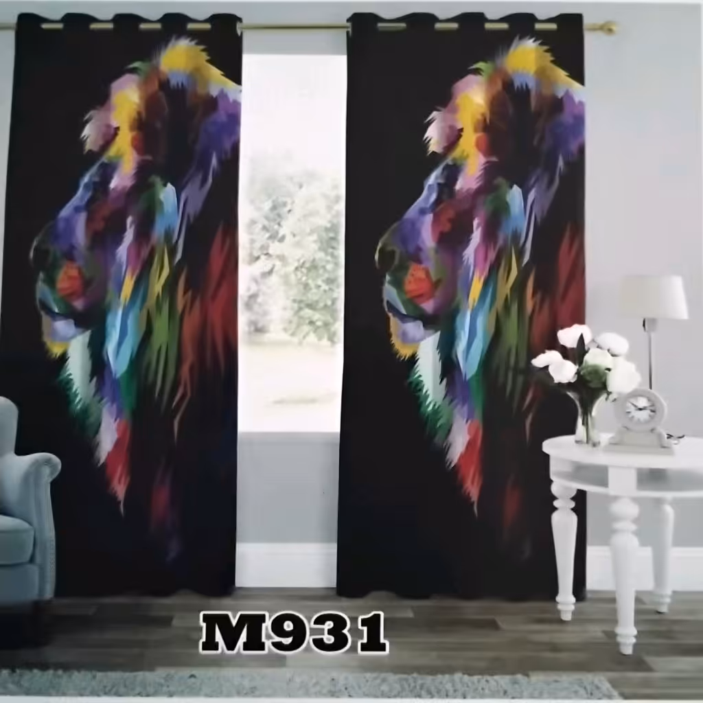 پرده چاپی پانچ دوقواره طرح مدرن کد m931