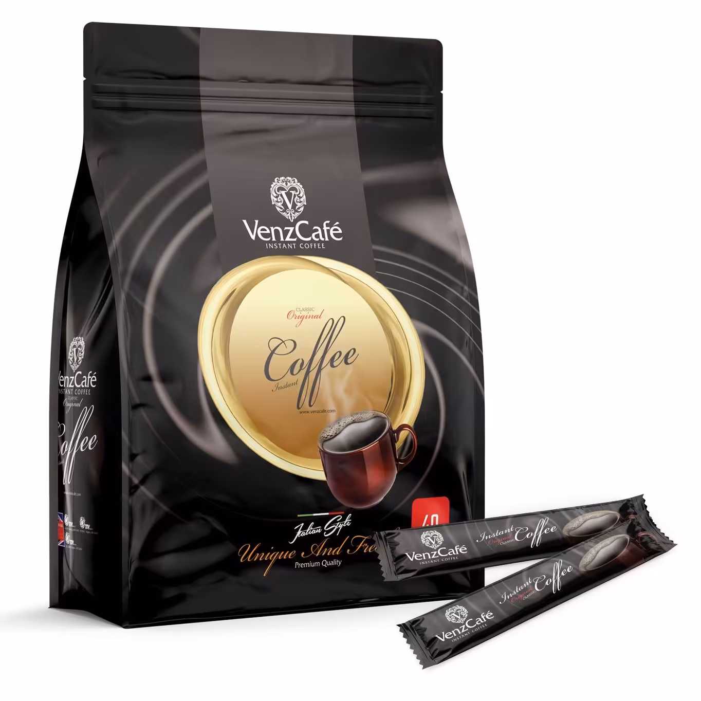پودر قهوه Classic فوری VenzCafe ونزکافه بسته 40 عددی