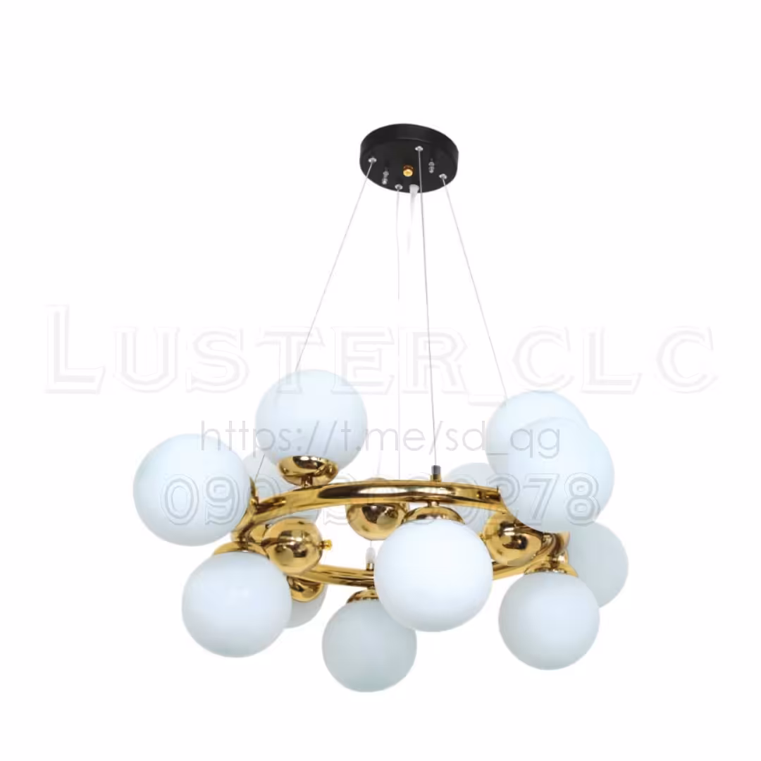 لوستر مولکولی پذیرایی فلزی ارزان مدرن در رنگ طلایی آبکاری فورتیک باضمانت 12 شعله کد M8033