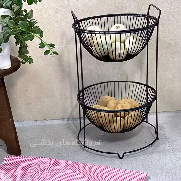 سبد سیب زمینی و پیاز 2 طبقه مدل گرد بهساز فلز