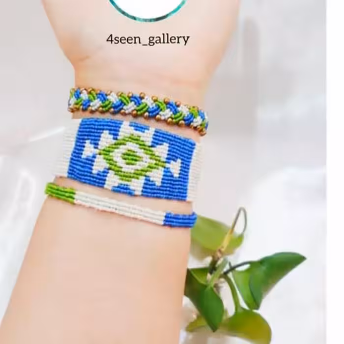 دستبند بافت مکرومه بافی اسپرت نخ مرمزده ترک ،